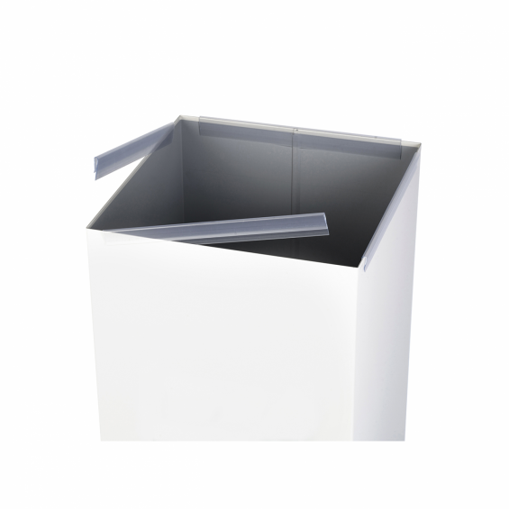 Szelektív szemetes, fém, szögletes, 60 liter, fehér