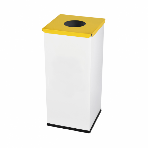 Szelektív szemetes, fém, szögletes, 60 liter, fehér