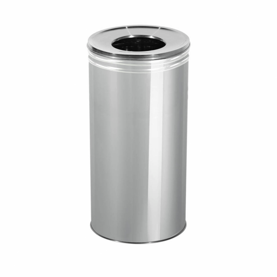 Cos gunoi rotund, cu capac deschis si plat, din inox, 42 litri