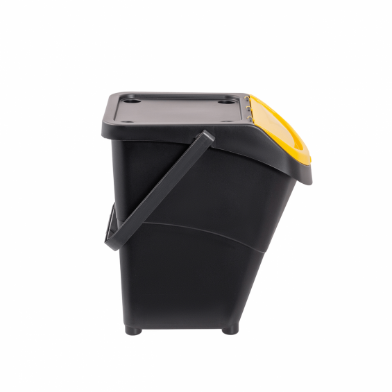 Egymásra helyezhető fogantyús szemetes, 40 liter, fekete