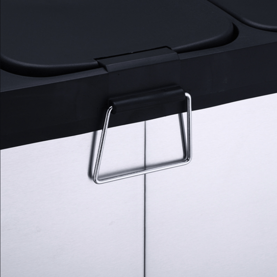 Cos inox triplu compartimentat, cu pedala, 3x15 litri