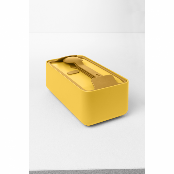 Bauletto ételtároló doboz M, 2 rekeszes, evőeszközökkel