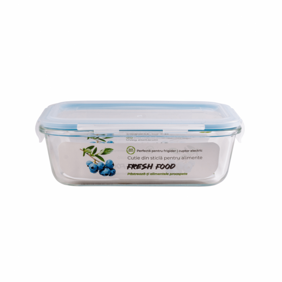 Cutie pentru alimente, din sticla termorezistenta, capac din plastic, 1,04 litri, Fresh Food