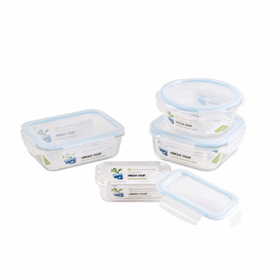 Cutie pentru alimente, din sticla termorezistenta, capac din plastic, 1,2 litri, Fresh Food