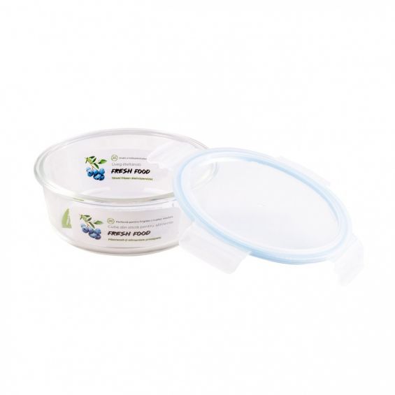 Cutie pentru alimente, din sticla termorezistenta, capac din plastic, 950 ml, Fresh Food