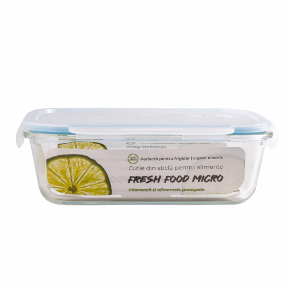 Cutie pentru alimente, din sticla termorezistenta, capac din plastic cu supapa, 1,52 litri, Fresh Micro