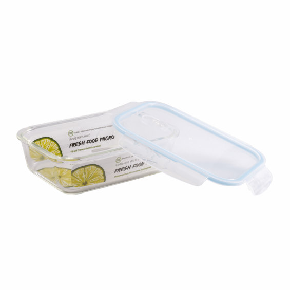 Cutie pentru alimente, din sticla termorezistenta, capac din plastic cu supapa, 1,52 litri, Fresh Micro