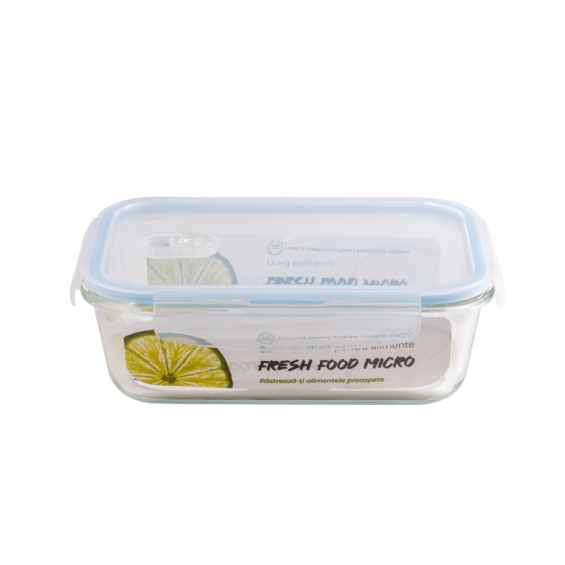 Cutie pentru alimente, din sticla termorezistenta, capac din plastic cu supapa, 1,52 litri, Fresh Micro