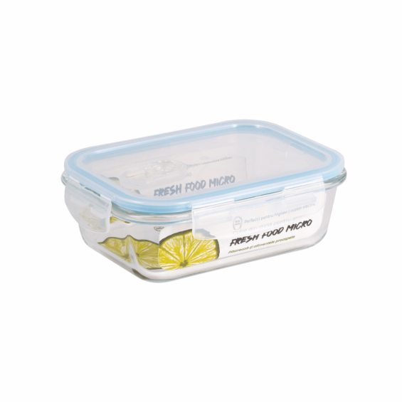 Fresh Micro ételtároló, hőálló üvegből, szelepes műanyag fedéllel, 640 ml