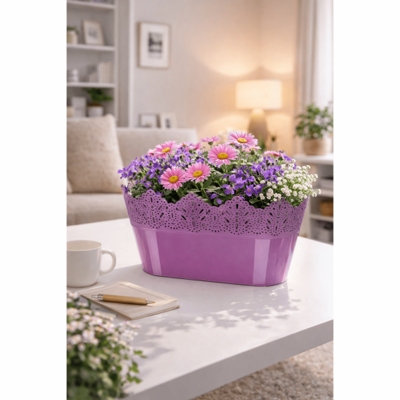 Koronka csipkézett virágláda