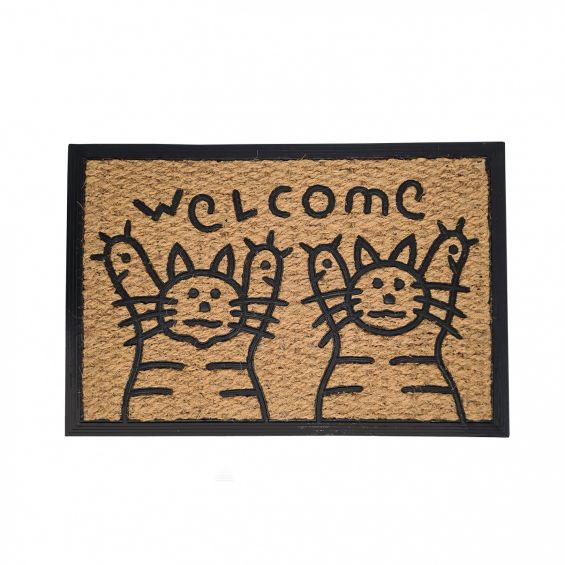 Welcome Cats kókusz lábtörlő, 60x40 cm