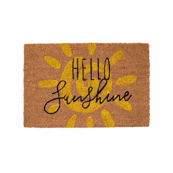 Hello Sunshine festett kókusz lábtörlő, 60x40 cm