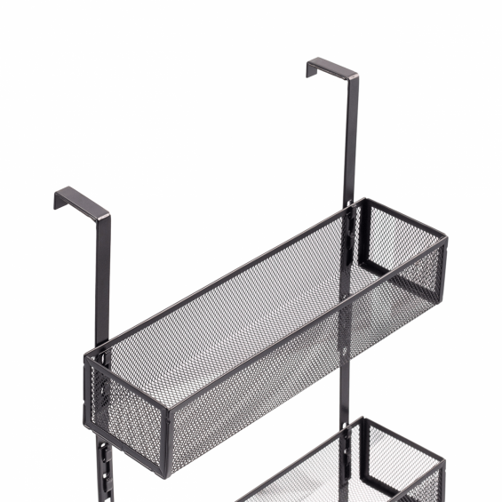 Raft suspendat pentru usa, cu 5 agatatoare cuier, negru