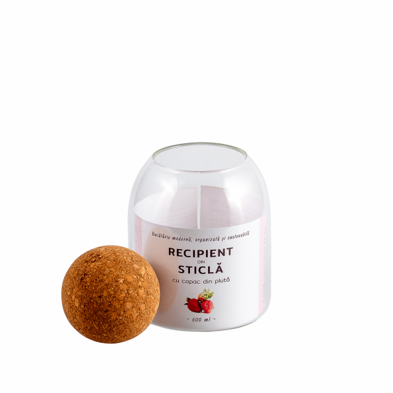 Üvegedény parafa fedéllel, 600ml