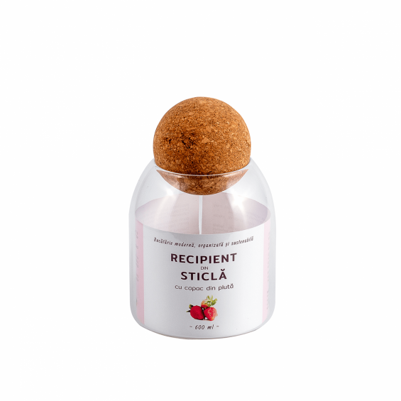 Üvegedény parafa fedéllel, 600ml