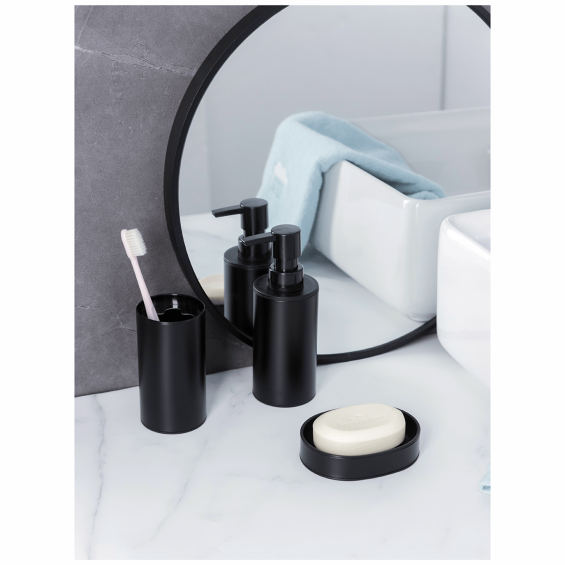 Set 3 accesorii pentru baie, rotunde, negru mat