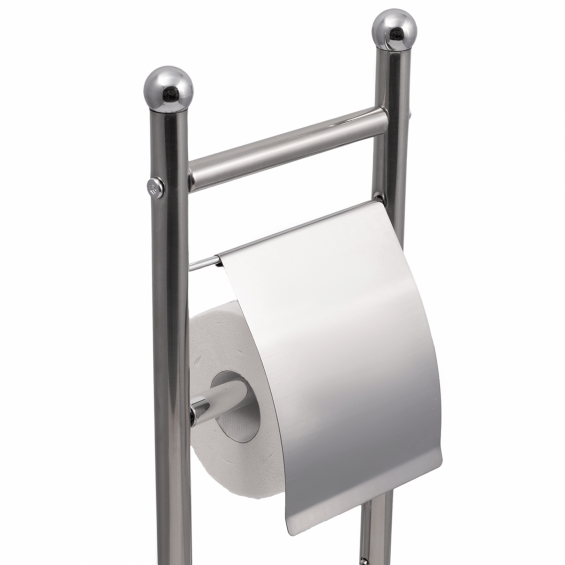Stand perie WC si suport hartie igienica, inox, inaltime 76 cm