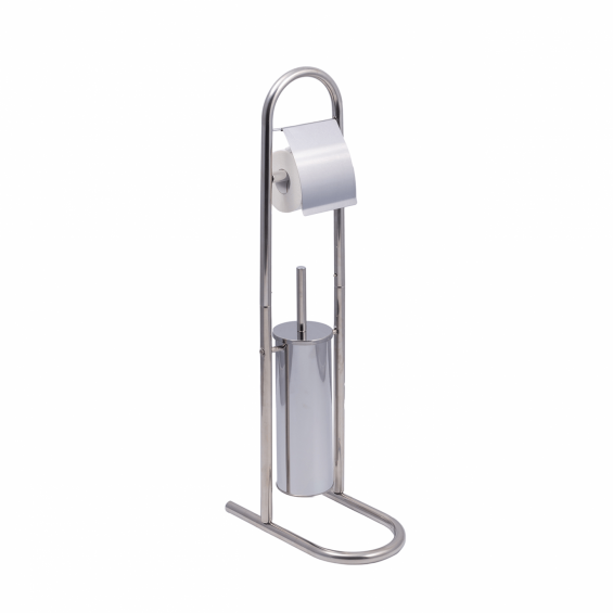 Stand perie WC si suport hartie igienica, inox