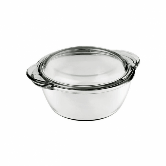 Marinex hőálló üveg tál, fedéllel, kerek, 1 liter